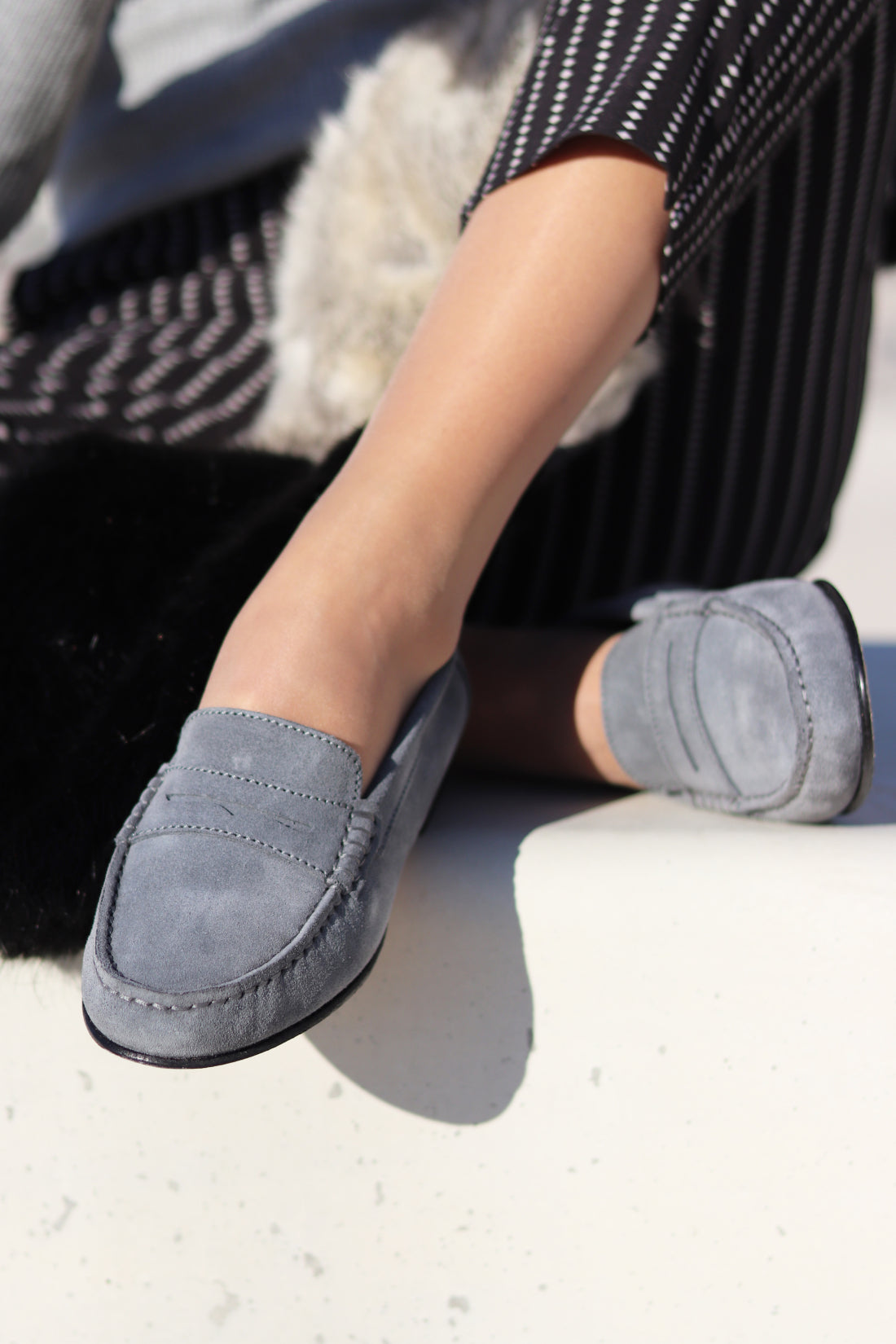 Hugs & Co. Women's Slate Grey Suede Penny Loafers
