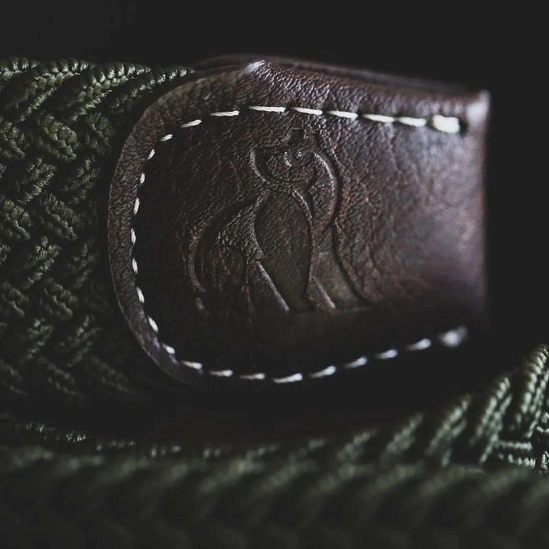 Swole Panda Woven Belt in Orange Green Fine Stripe