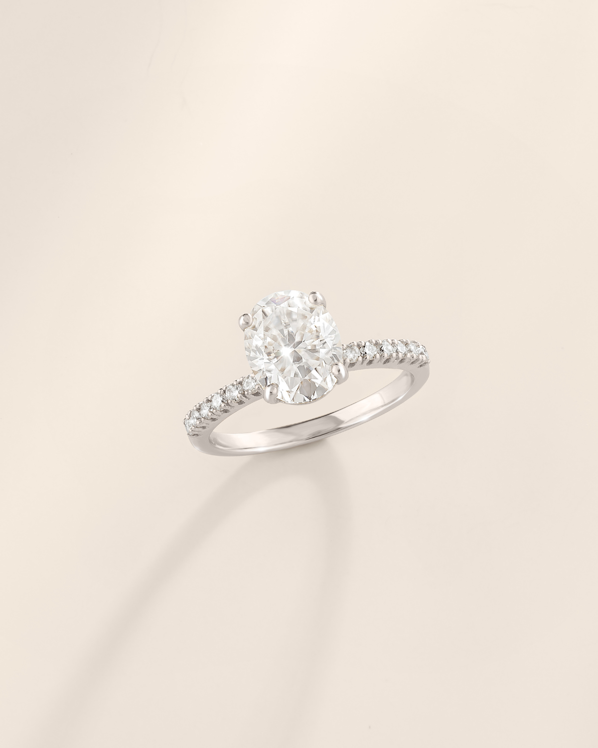 Vianne Jewellery 2ct Oval Moissanite Engagement Ring with Pavé Band in Sterling Silver