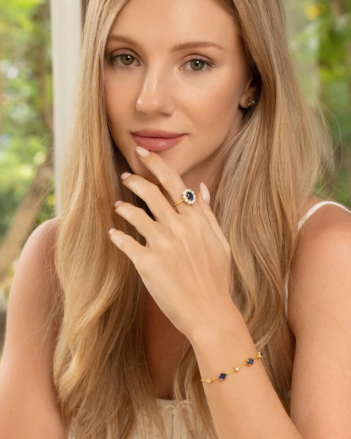 Vianne Jewellery Blue Sapphire and Moissanite Bracelet in 18k Gold Vermeil