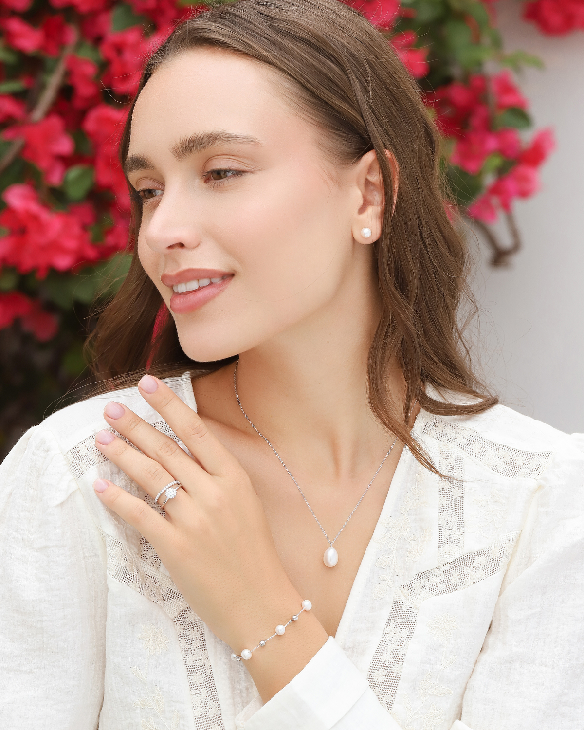 Vianne Jewellery Pearl Everyday Jewellery Set in Sterling Silver