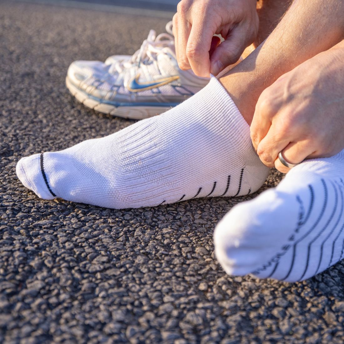 Swole Panda White Performance Trainer Socks in Bamboo Blend