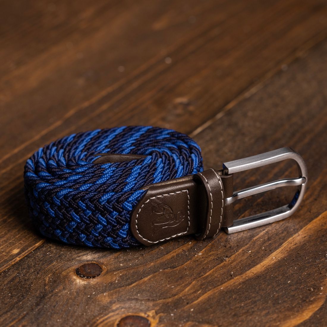 Swole Panda Woven Belt in Navy Blue Zigzag