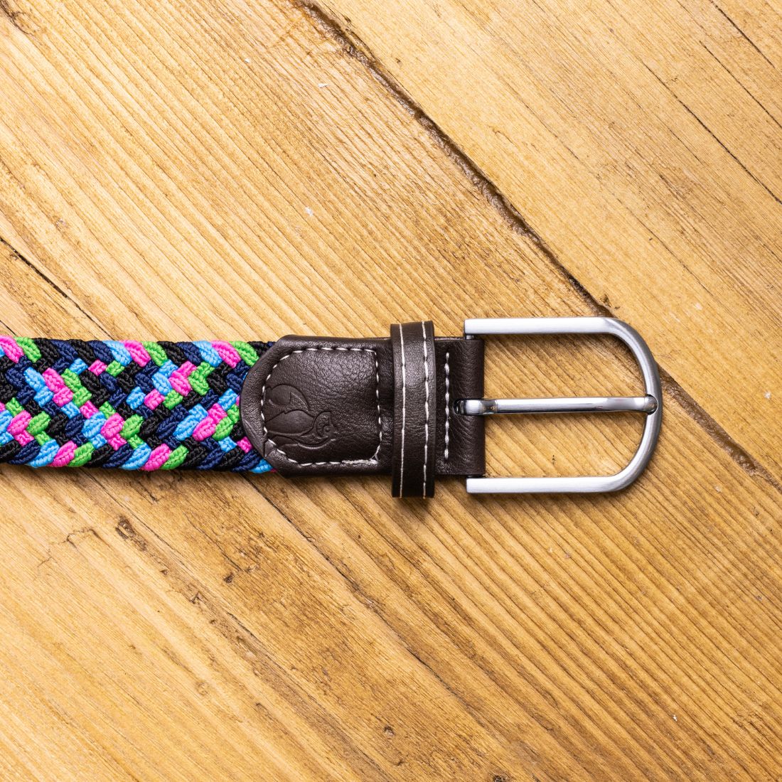 Swole Panda Recycled Woven Belt in Neon Zigzag