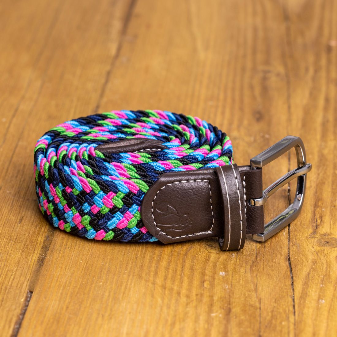 Swole Panda Recycled Woven Belt in Neon Zigzag