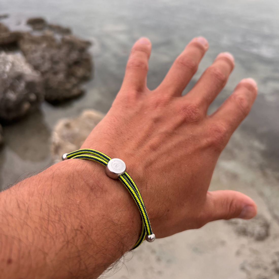 Swole Panda Rope Bracelet in Lime Green Stripe