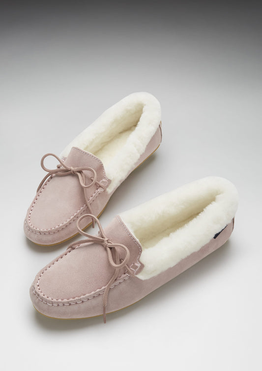 Hugs & Co. Women's Ice Pink Suede Sheepskin Slippers