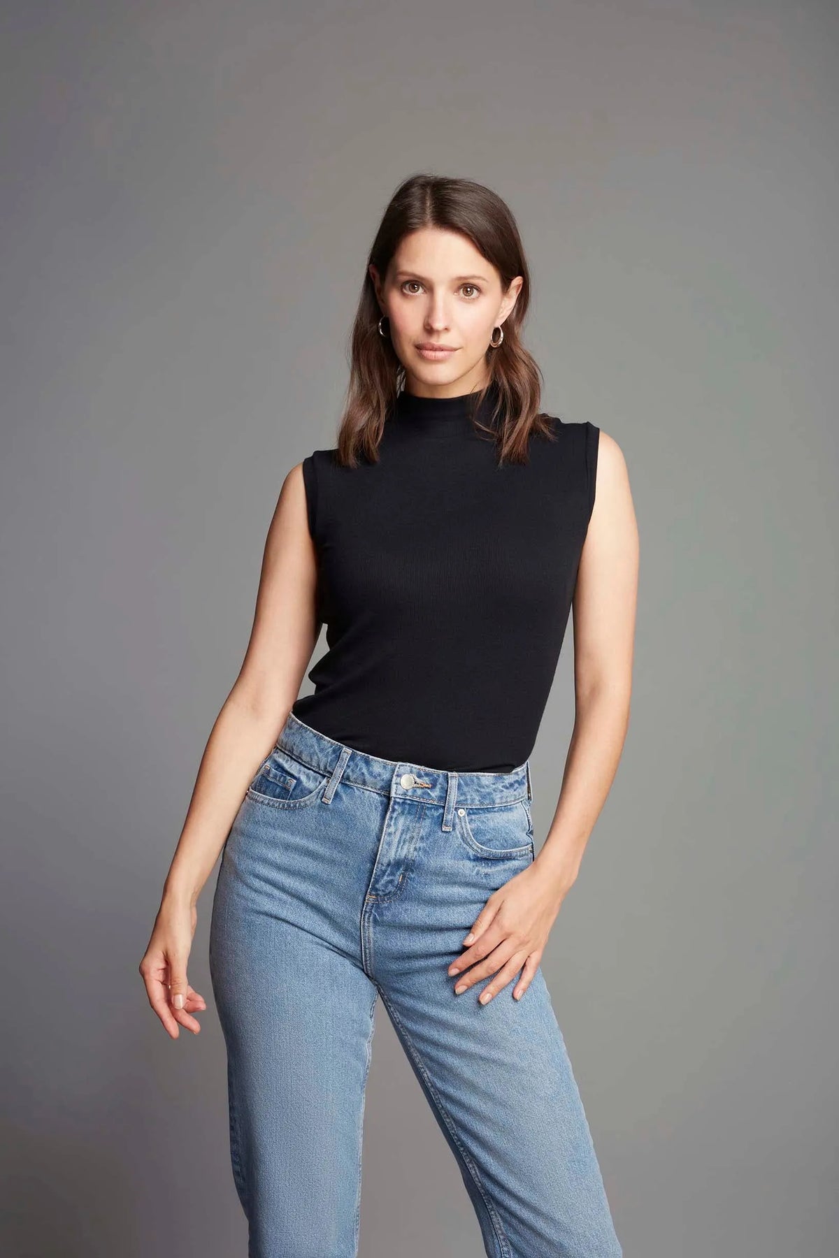 Lavender Hill Clothing Sleeveless Mock Neck Top in Micro Modal