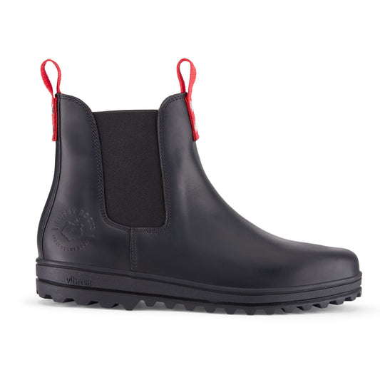 Busby Men's Black Leather Winter Chelsea Boots