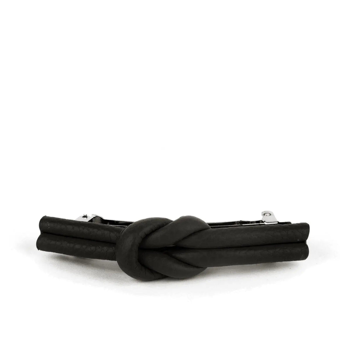 Esin Akan Charlotte Leather Knot Hair Barrette in Black