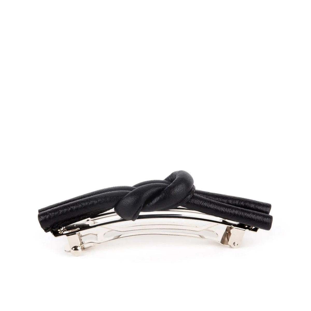 Esin Akan Charlotte Leather Knot Hair Barrette in Black
