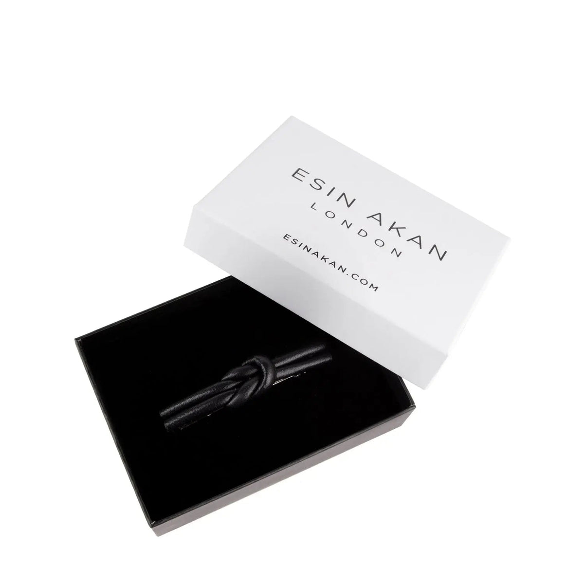 Esin Akan Charlotte Leather Knot Hair Barrette in Black