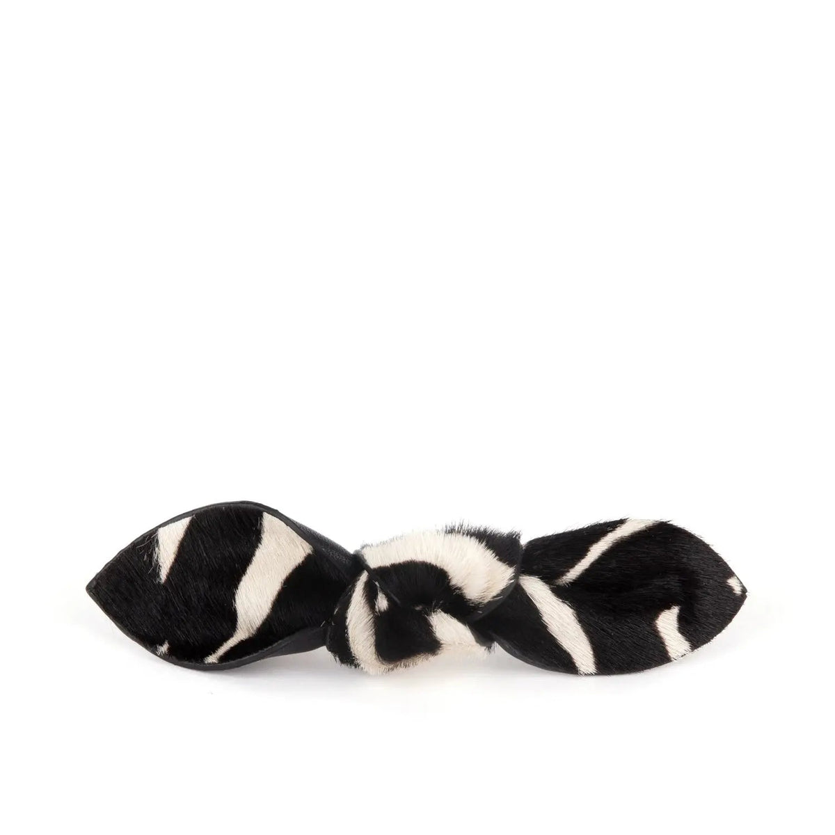 Esin Akan Charlotte Leather Knot Hair Barrette in Zebra Print