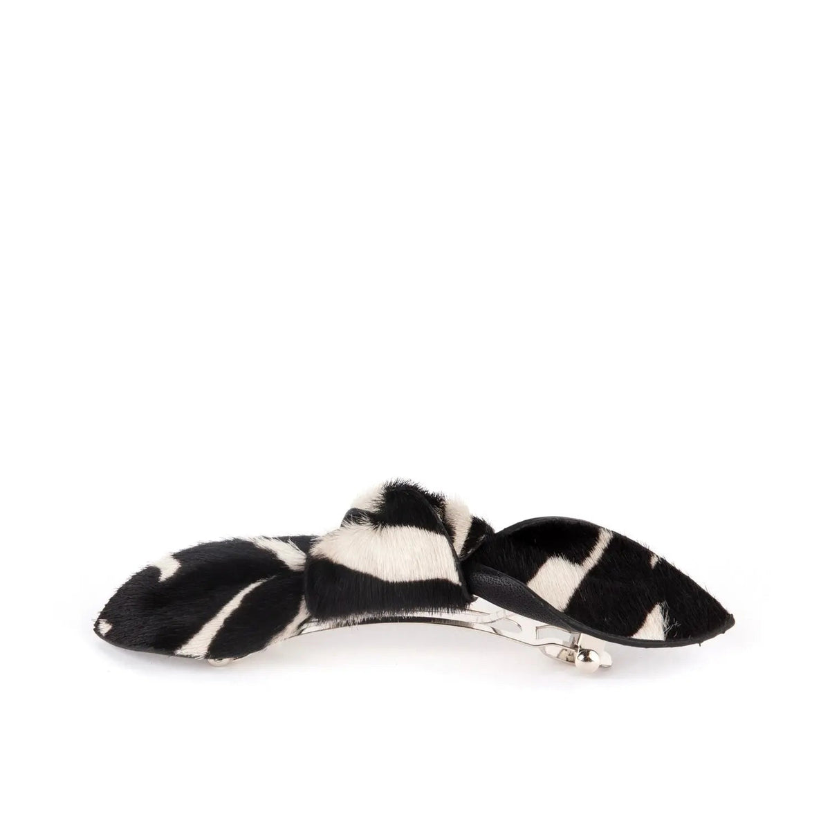 Esin Akan Charlotte Leather Knot Hair Barrette in Zebra Print