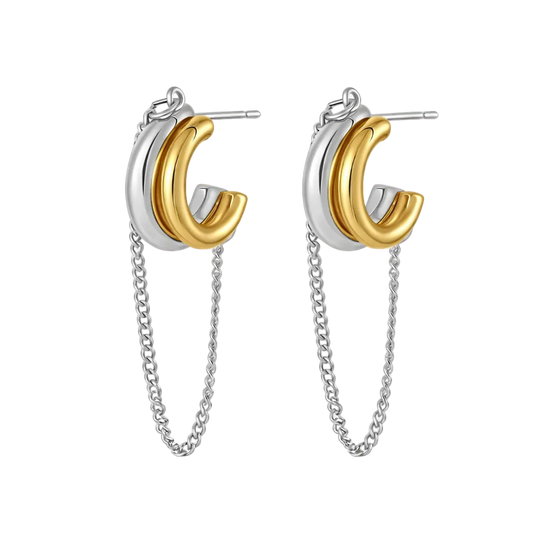 Savaé Design Dual Tone Chain Hoop Earrings