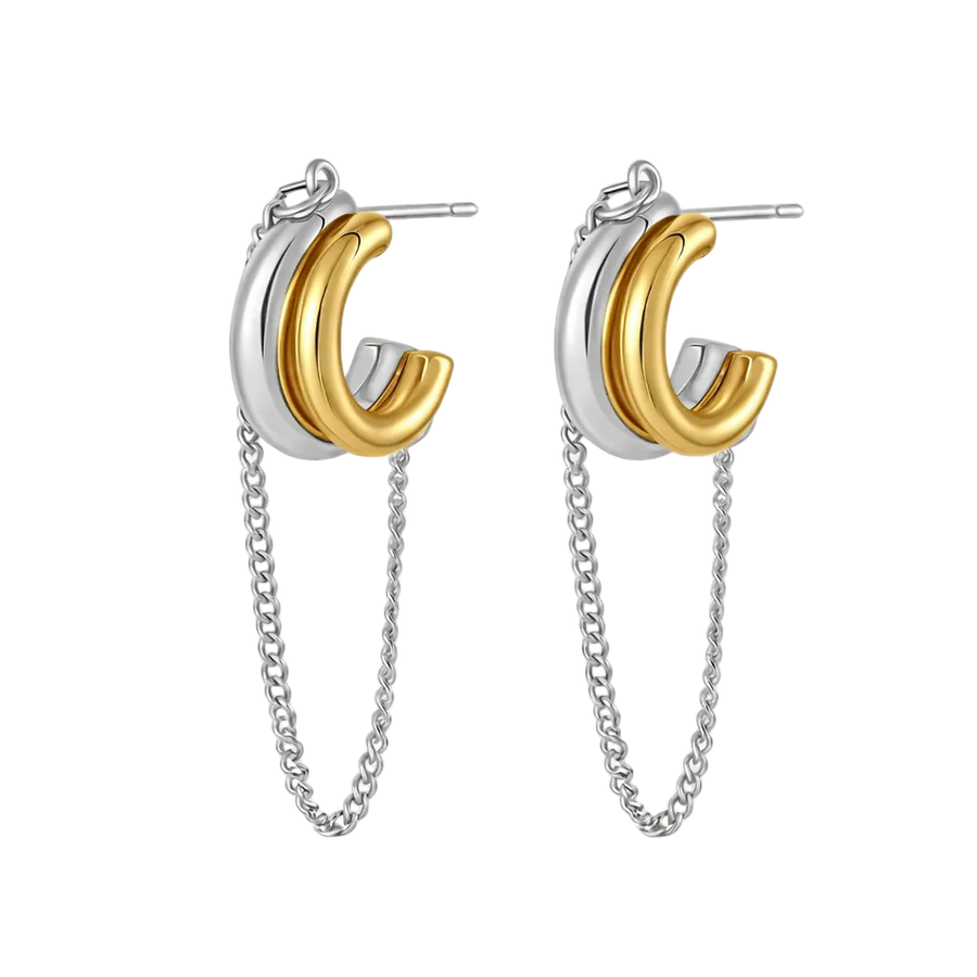 Savaé Design Dual Tone Chain Hoop Earrings