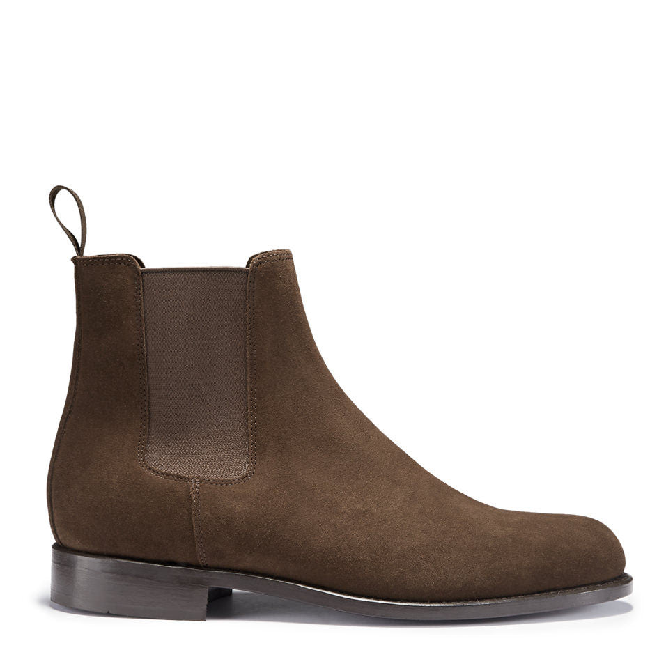 Hugs & Co. Brown Suede Chelsea Boots with Goodyear Welted Leather Sole for Men