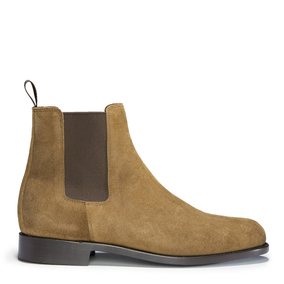 Hugs & Co. Tobacco Suede Chelsea Boots with Goodyear Welted Leather Sole for Men