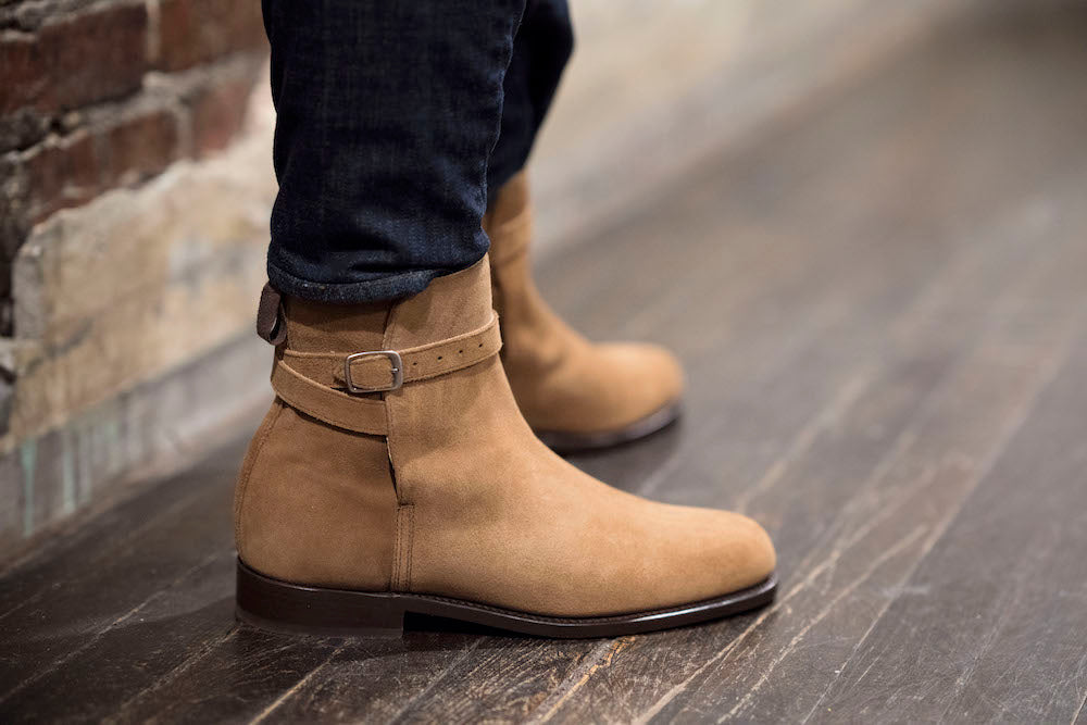 Hugs & Co. Tobacco Suede Jodhpur Boots with Goodyear Welted Leather Sole