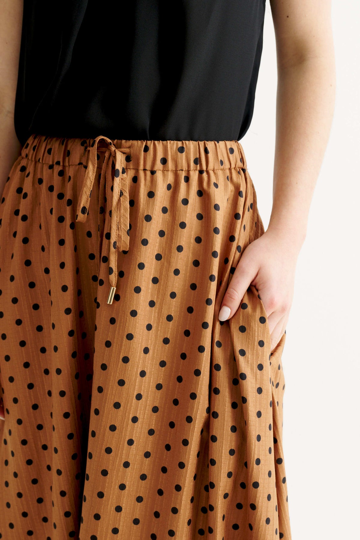 Dixie Spot Print Bubble Hem Midaxi Skirt - Toffee