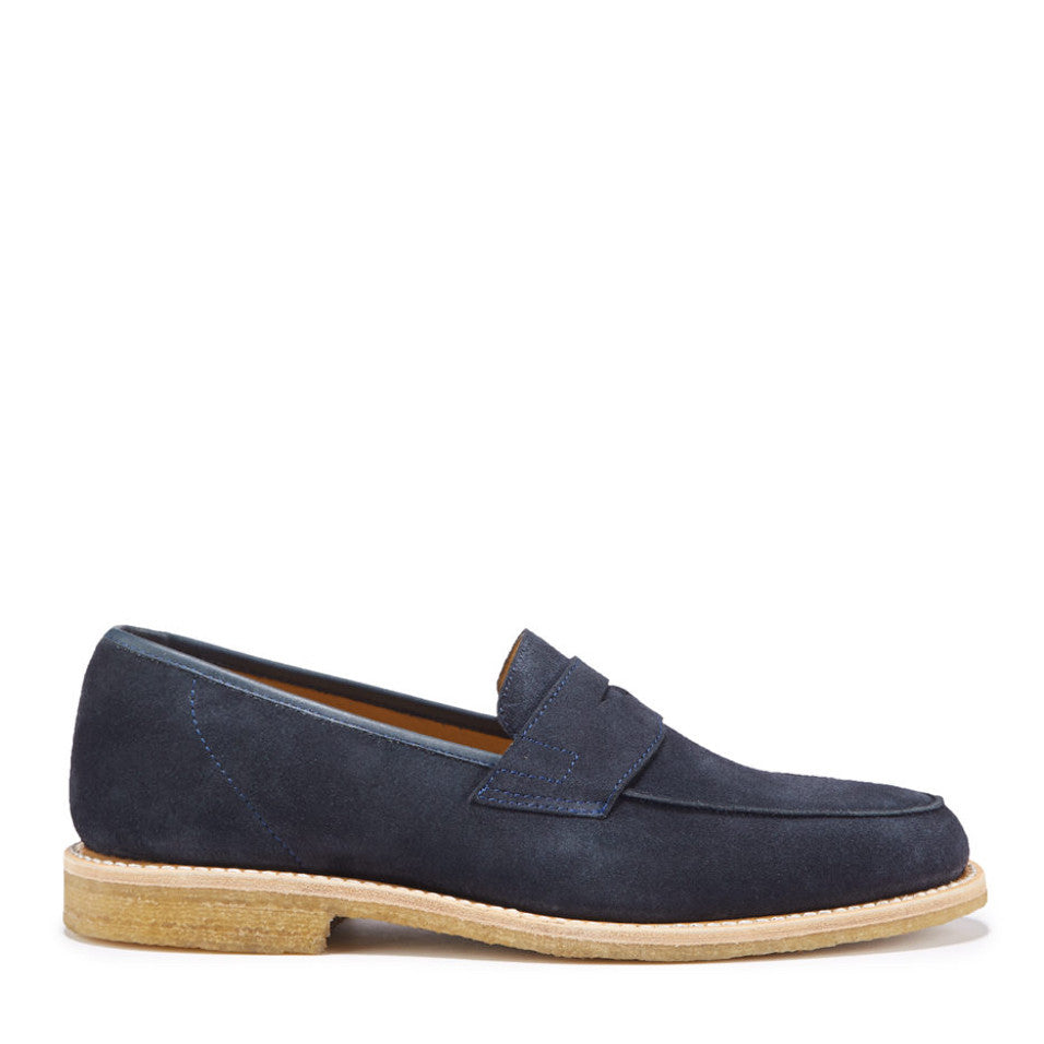Hugs & Co. Blue Suede Loafers with Goodyear Welted Crepe Rubber Sole for Men