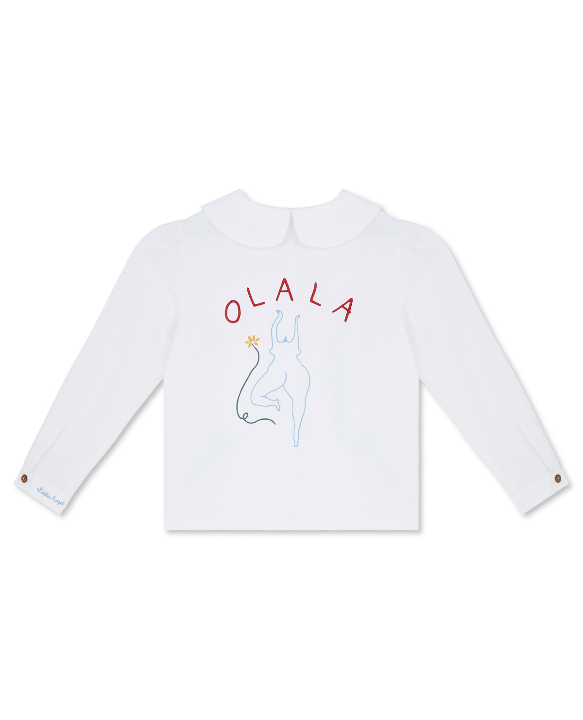 Má + Lin OLALA Embroidered Claudine Linen Blouse - White x Laetitia Rouget
