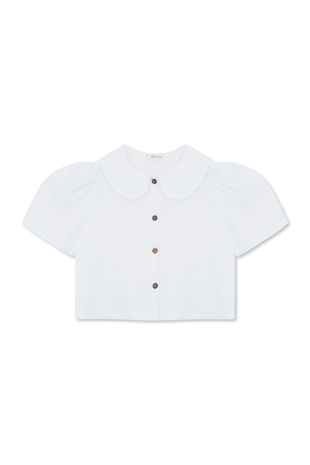 Má + Lin Frances Cropped Linen Blouse in White