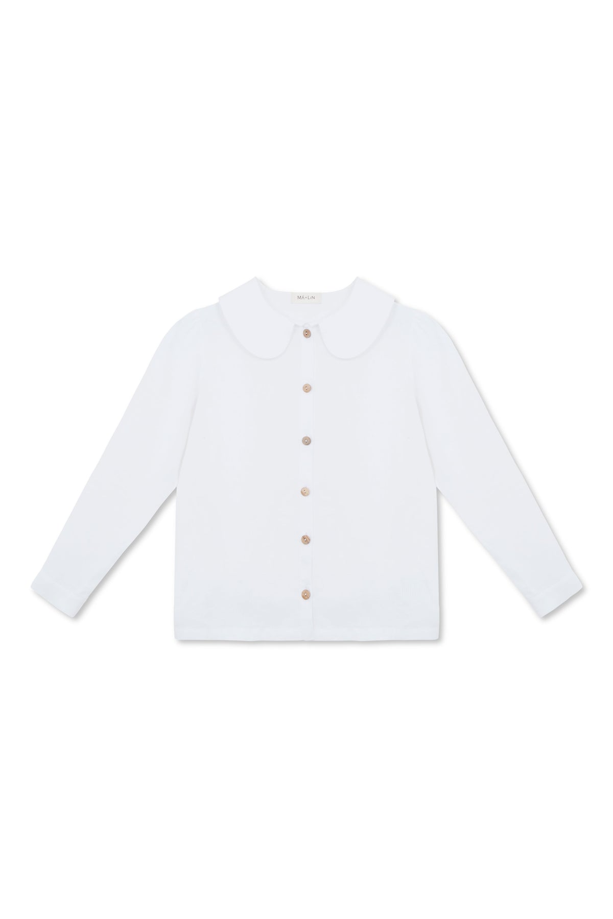 Má + Lin Claudine Long Sleeve Linen Blouse in White