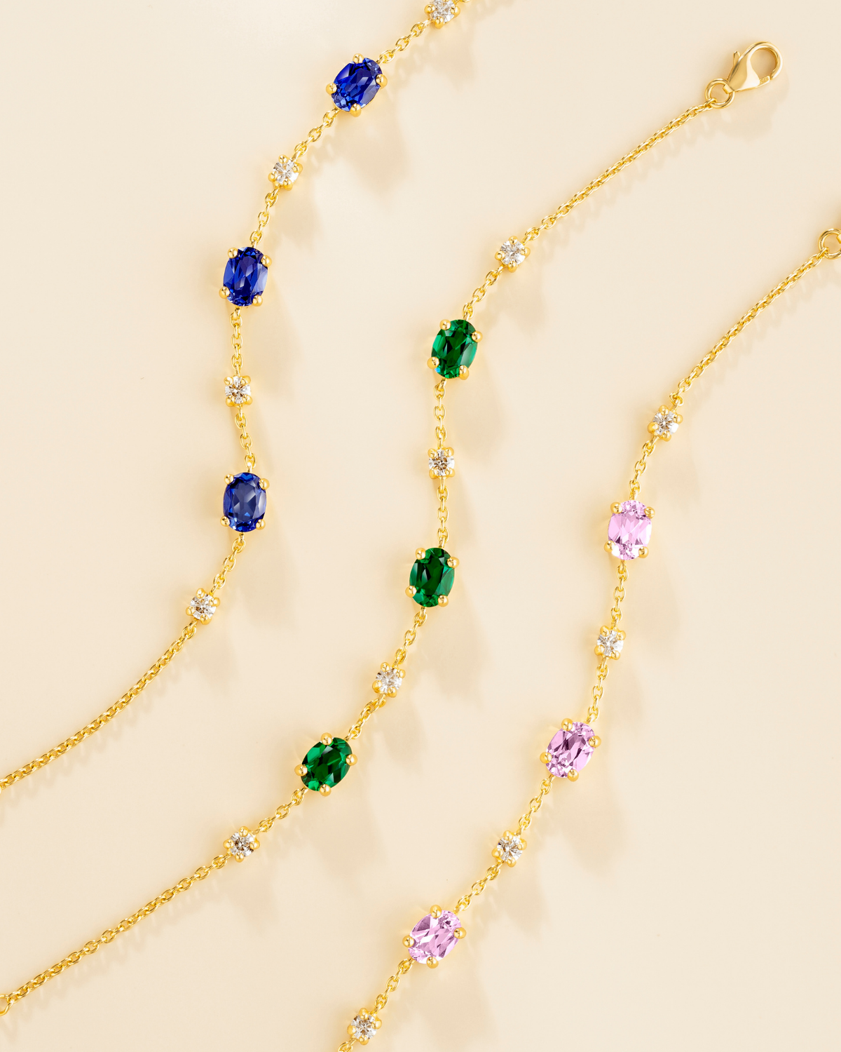 Vianne Jewellery Blue Sapphire and Moissanite Bracelet in 18k Gold Vermeil