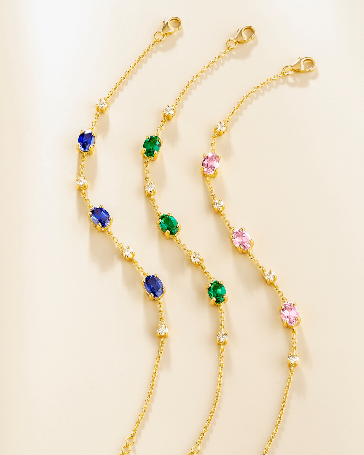 Vianne Jewellery Blue Sapphire and Moissanite Bracelet in 18k Gold Vermeil