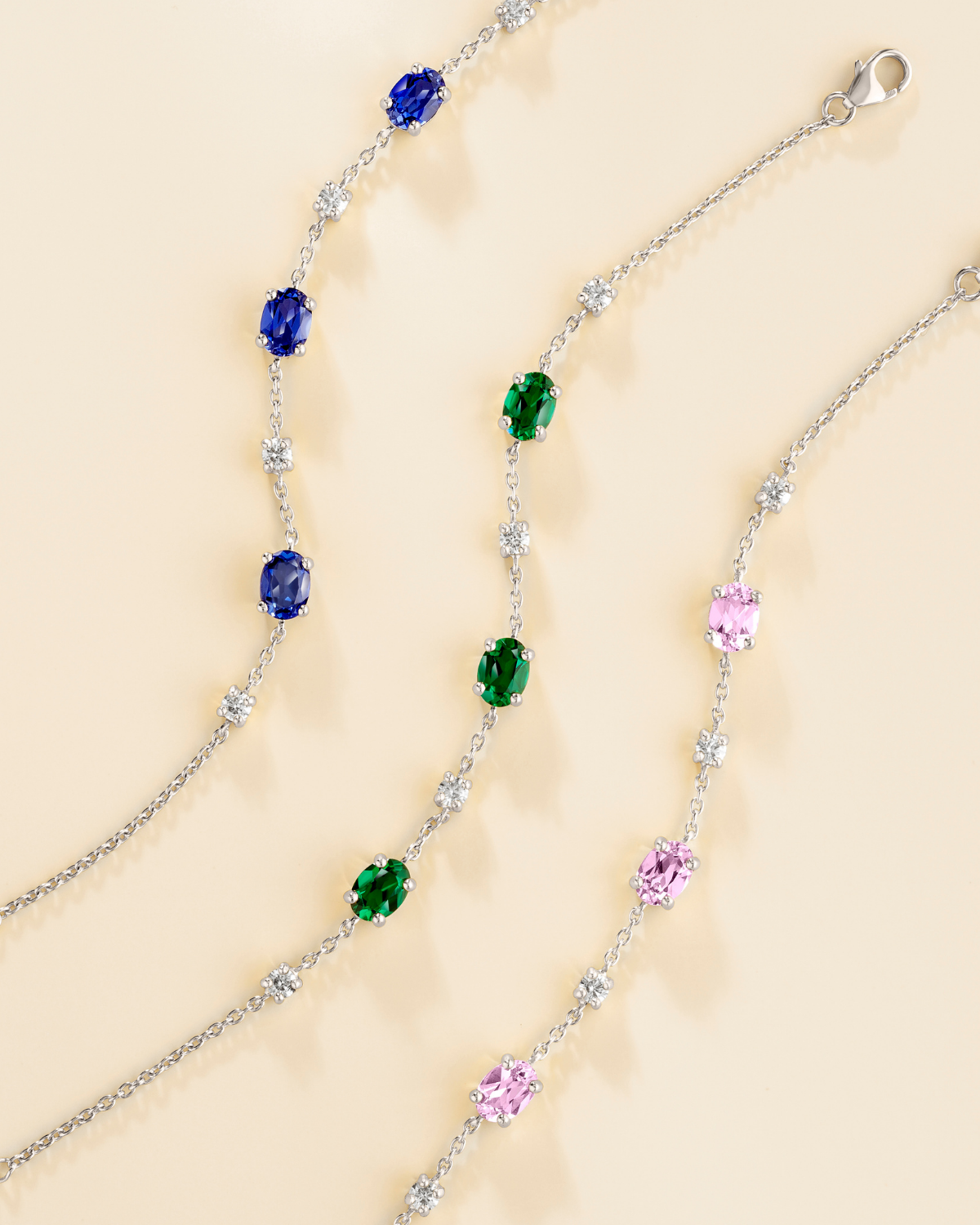 Vianne Jewellery Pink Sapphire and Moissanite Bracelet in Sterling Silver