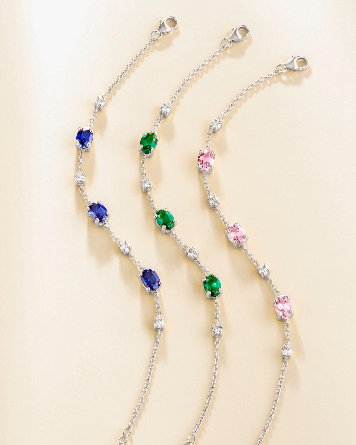 Vianne Jewellery Pink Sapphire and Moissanite Bracelet in Sterling Silver
