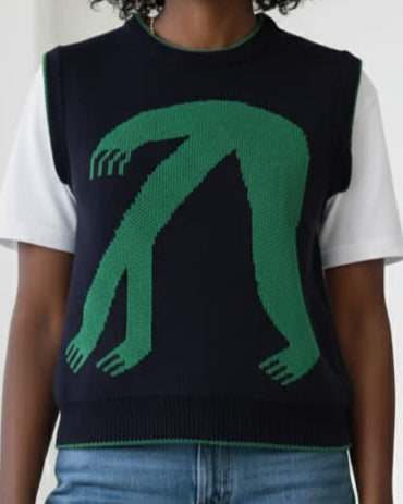 Wild Clouds Organic Cotton Knit Jumper Vest - Blue