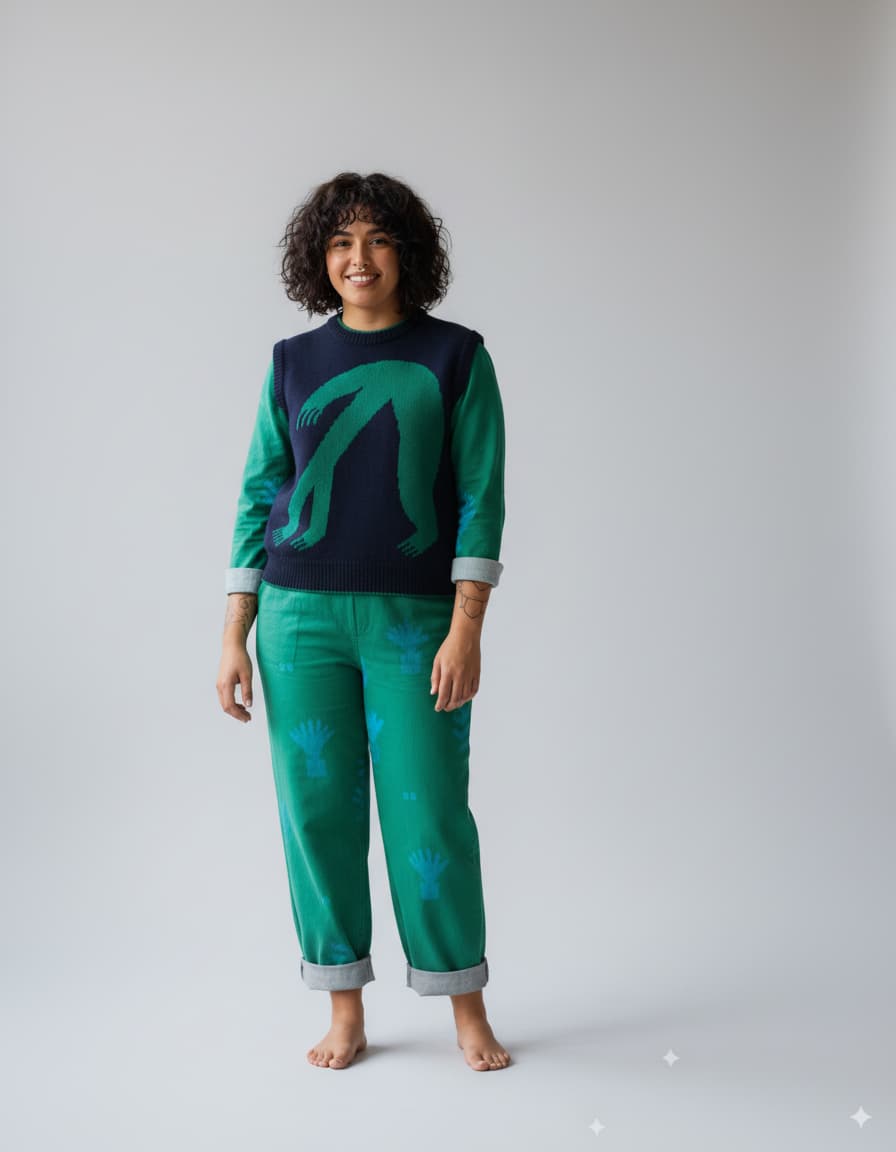Wild Clouds Organic Cotton Knit Jumper Vest - Blue