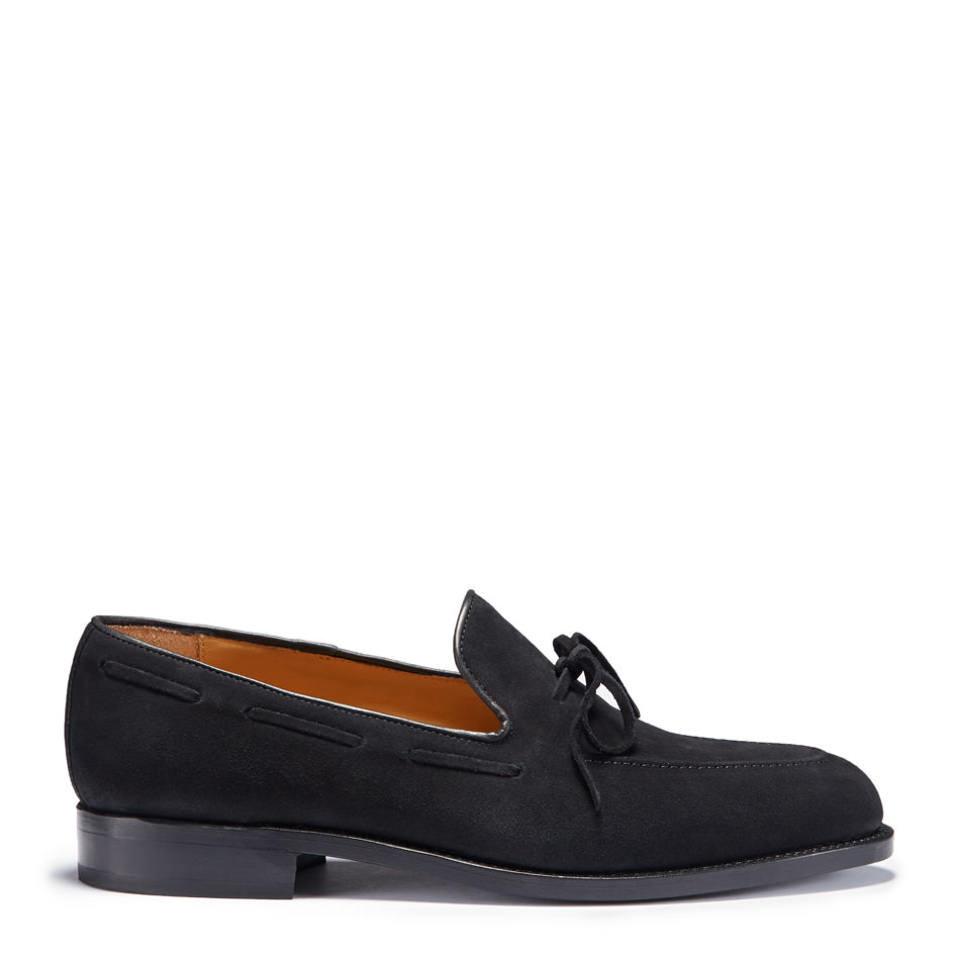 Hugs & Co. Black C.F. Stead Suede Laced Loafers with Goodyear Welted Leather Sole