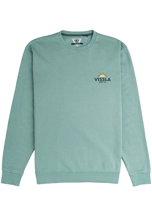 Vissla Raised By Waves Organic Cotton Crew Neck Fleece in Smokey Jade for Men