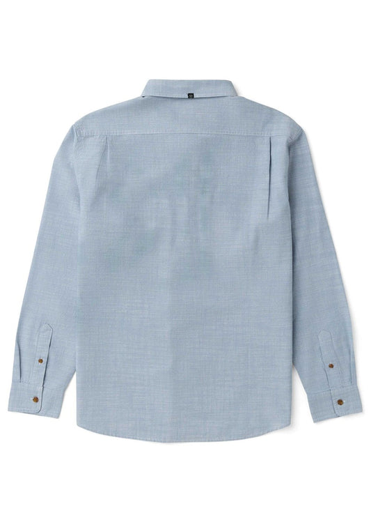 Vissla Far Away Eco Long Sleeve Organic Cotton Shirt in Faded Denim for Men