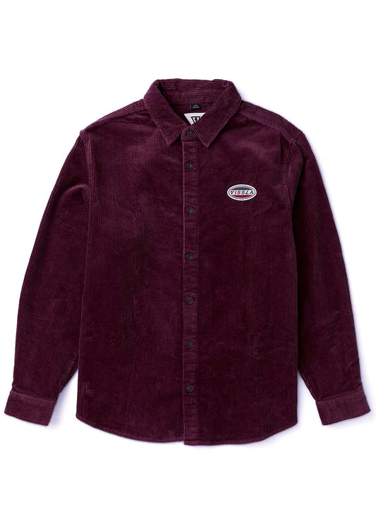 Vissla Blinker Organic Cotton Corduroy Shirt for Men in Burgundy and Bronze