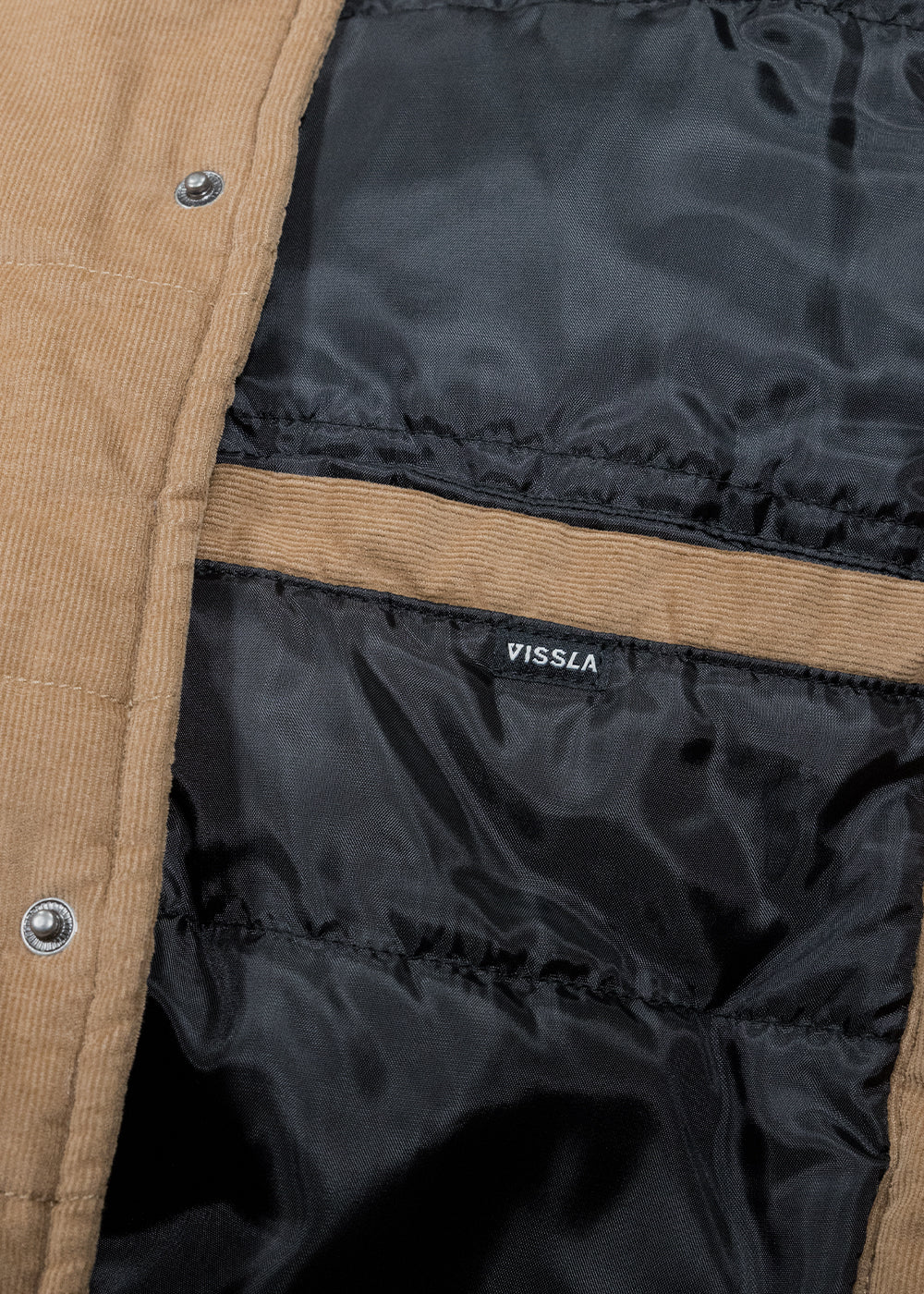 Vissla Paxon Organic Corduroy Puffer Jacket in Dark Sand for Men