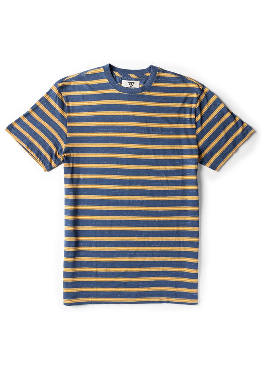 Vissla Porter Yarn-Dyed Striped T-Shirt in Dark Denim for Men