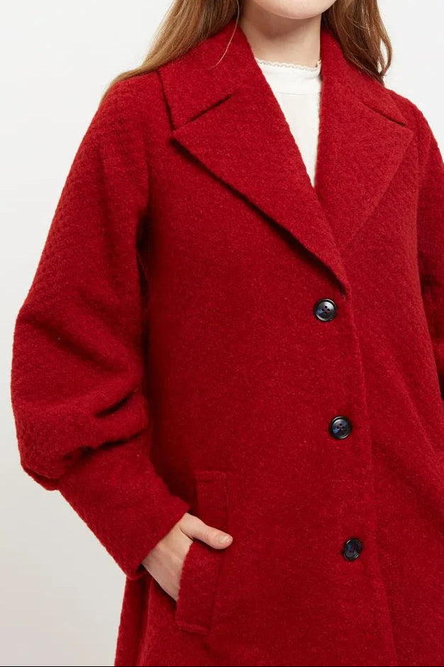 Louche Mischa Statement Sleeve Coat - Dark Red