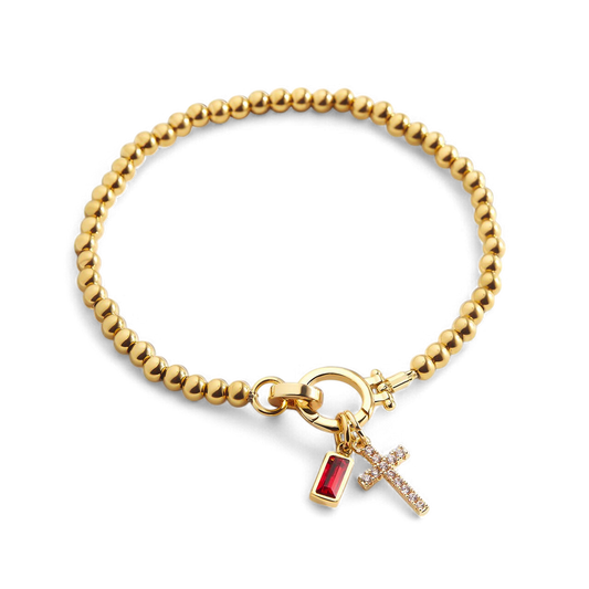 Savaé Design Cross Birthstone Charm Bracelet