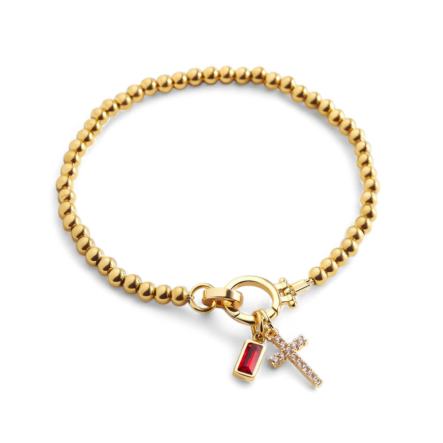 Savaé Design Cross Birthstone Charm Bracelet