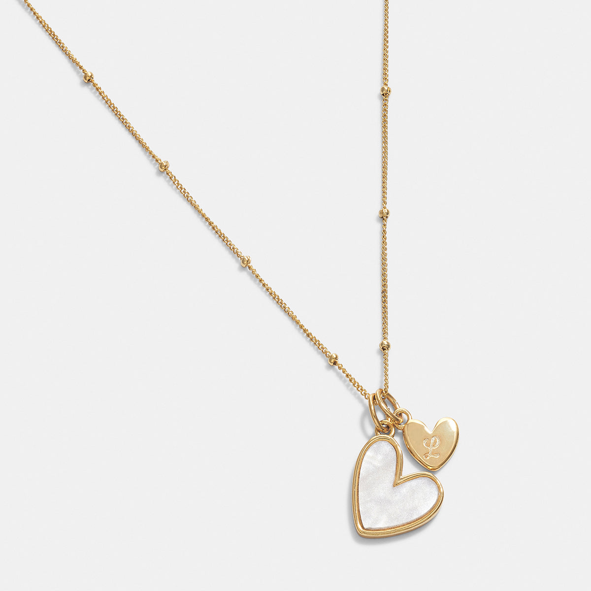 Savaé Design Mother of Pearl Heart Initial Necklace