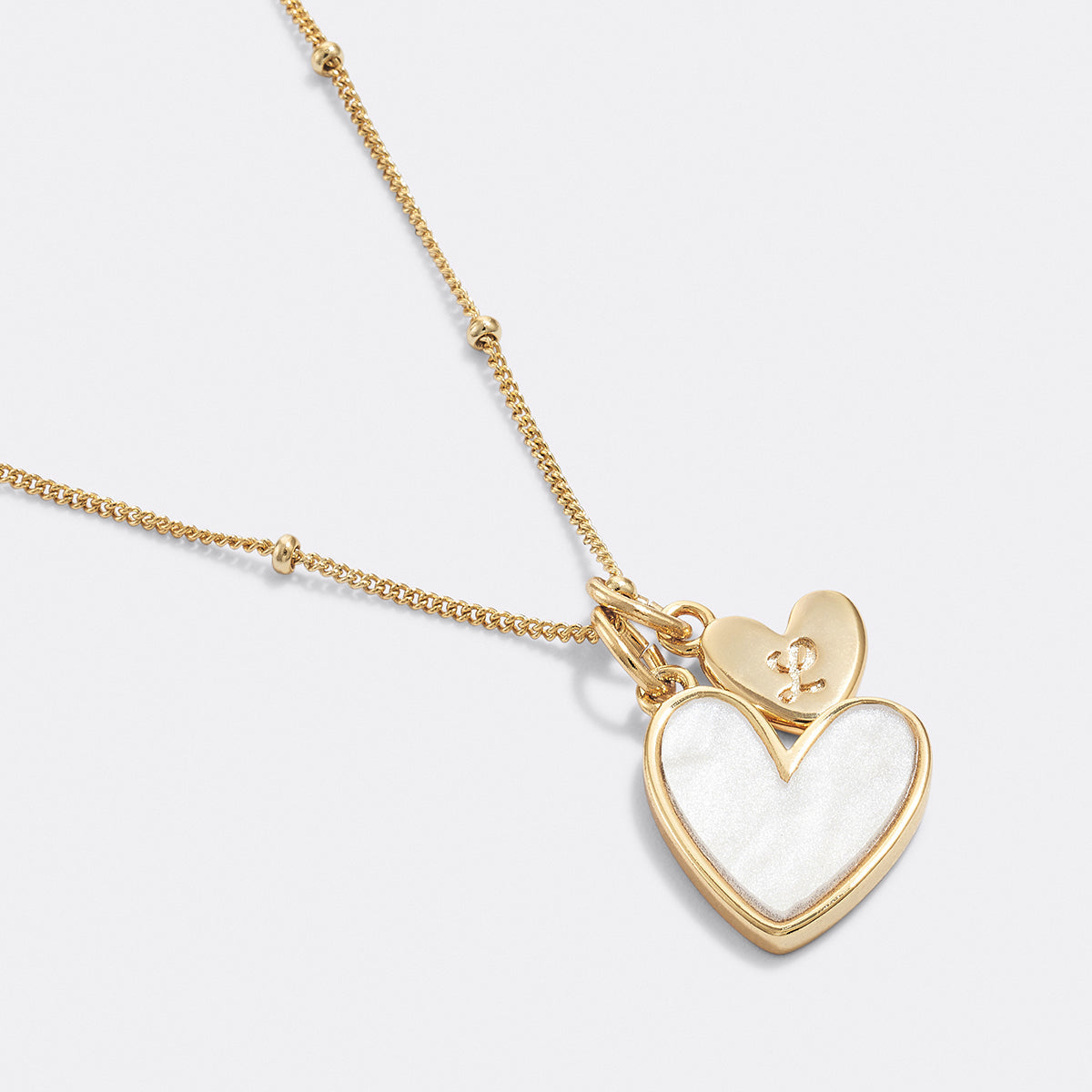 Savaé Design Mother of Pearl Heart Initial Necklace