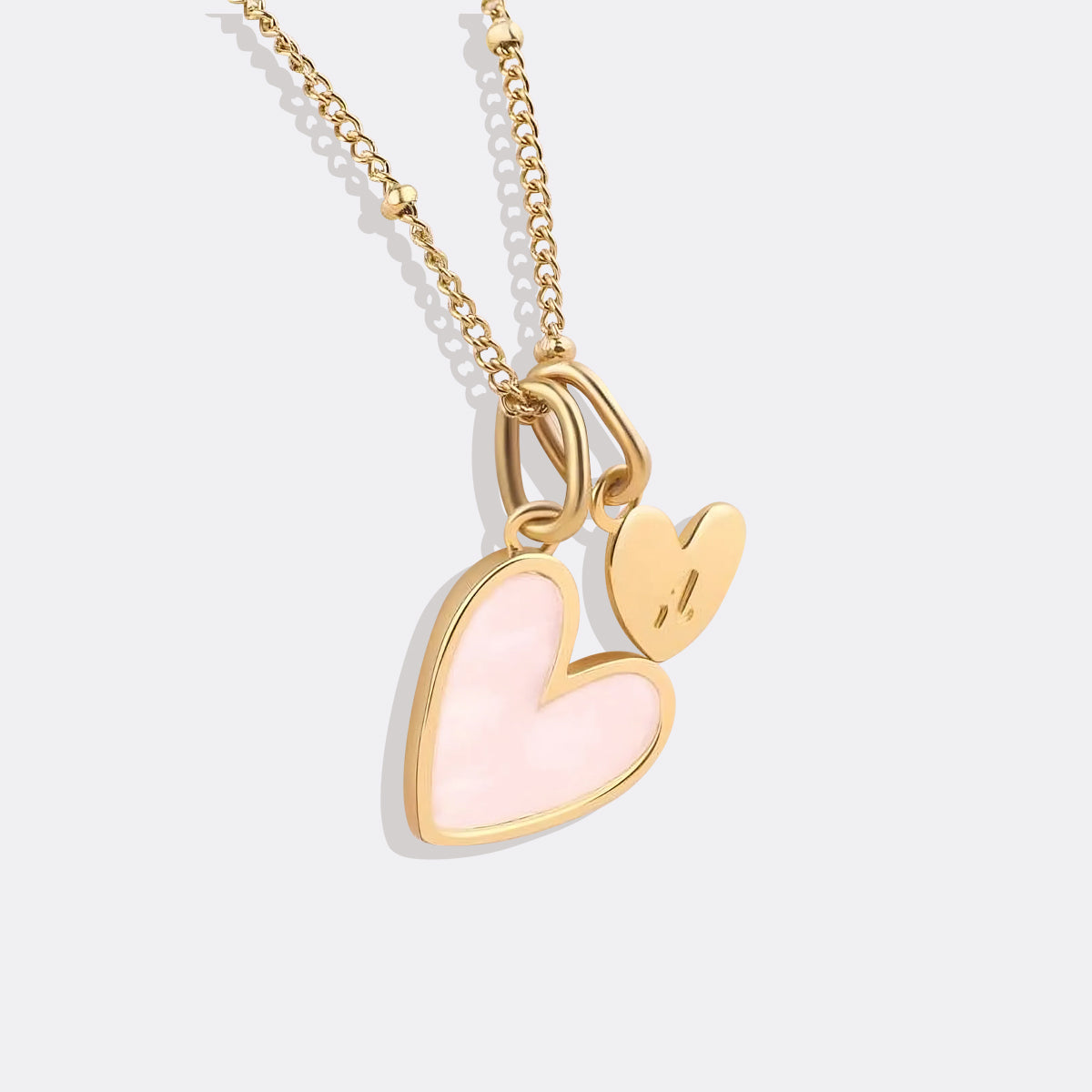 Savaé Design Mother of Pearl Heart Initial Necklace