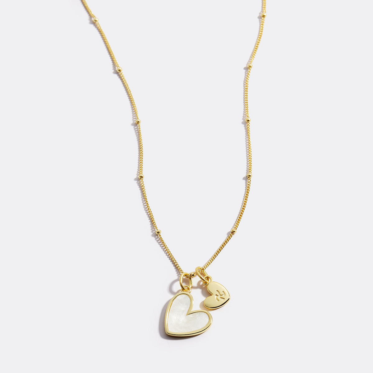 Savaé Design Mother of Pearl Heart Initial Necklace