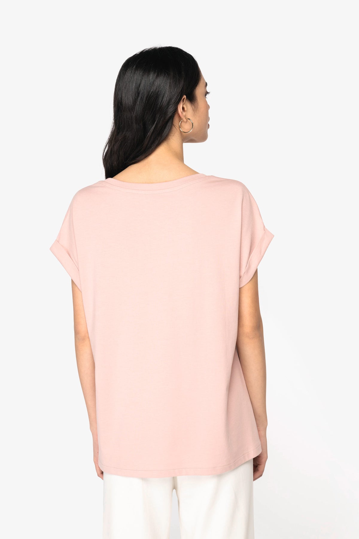 Earth Wardrobe Organic Cotton Loose Fit Roll Sleeve T-Shirt: Womens
