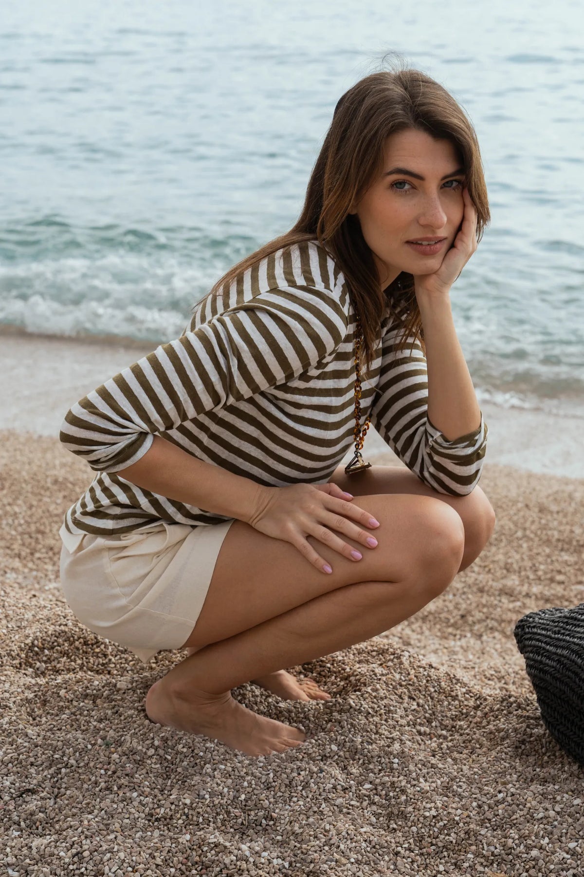 Lavender Hill Clothing Long Sleeve Striped Linen T-Shirt