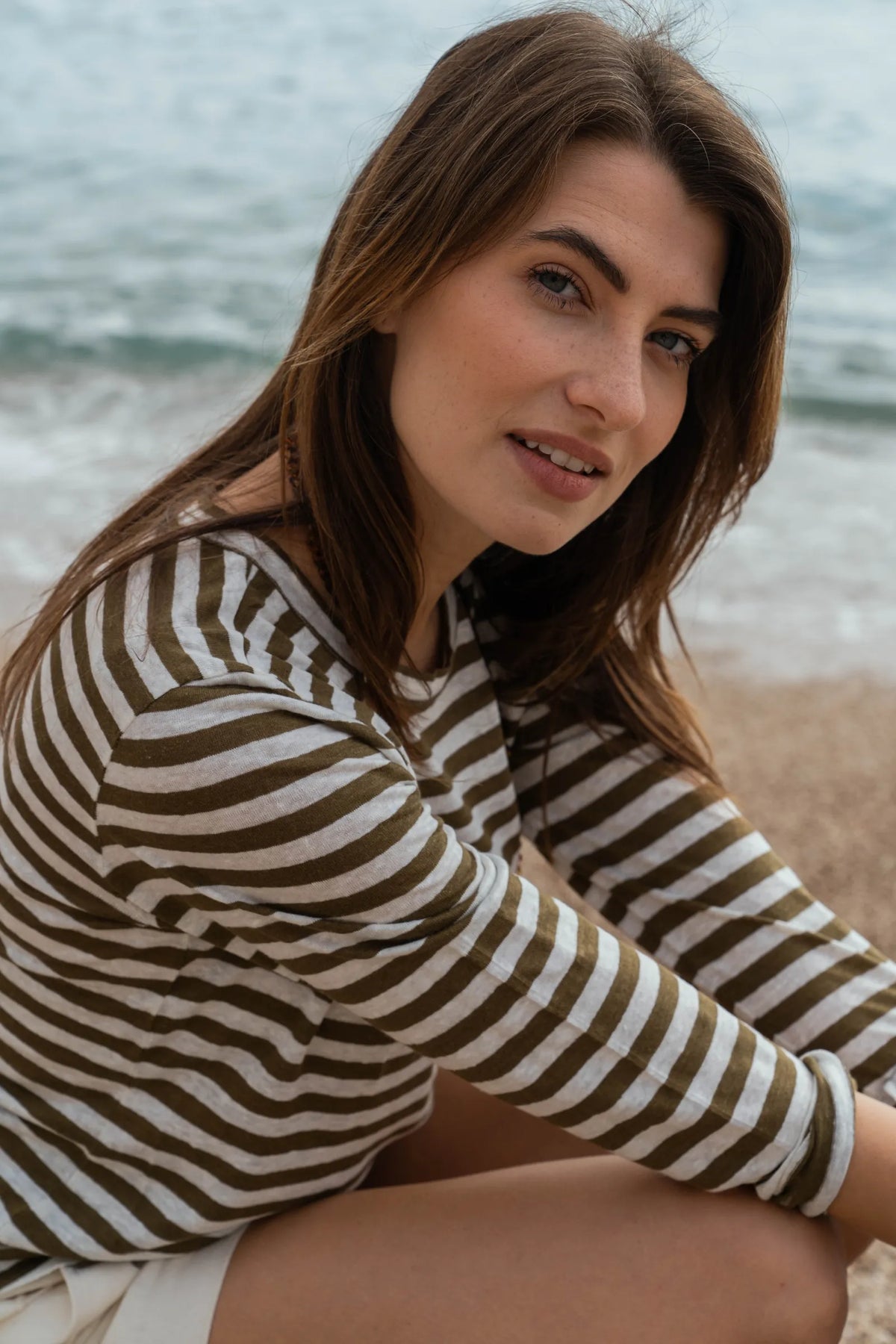 Lavender Hill Clothing Long Sleeve Striped Linen T-Shirt